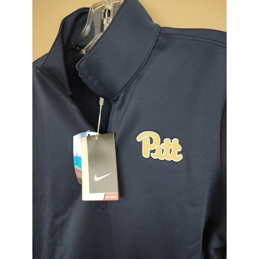 Nike Pitt Navy Blue Pullover Sweatshirt with Gold Logo NWT